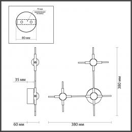 Odeon light 3906/9WL L-VISION ODL21 191 черн/золот/металл Настен. cветильник IP20 LED 9WL 720Лм 4000К COSTELLA  - 2 купить